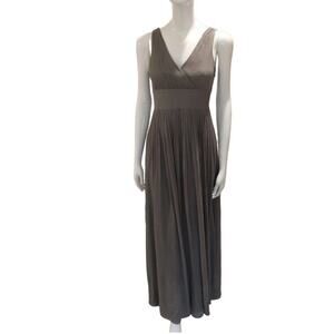 J.Crew 100% Silk Sophia Gray Crepe V Suplice neckline formal maxi dress Sz 6